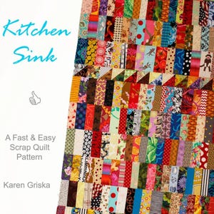 Kitchen Sink Quilt Pattern, Scrap Quilt Pattern, Modern Quilt Pattern, Saw Tooth Quilt, Twin Quilt, Easy Quilt Pattern, PDF