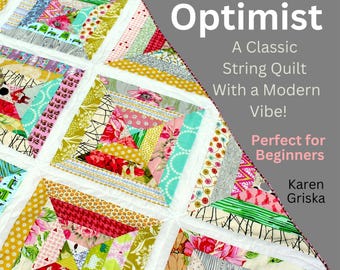 Optimist Quilt, Modern Scrap String Quilt (60x72) (PDF Pattern