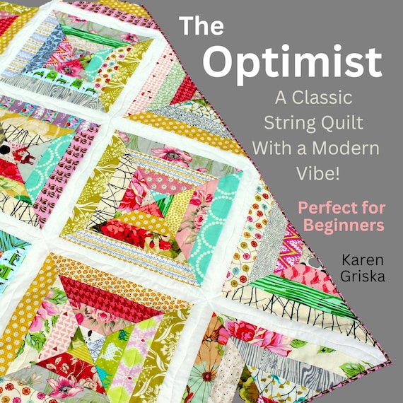 Optimist Quilt, Modern Scrap String Quilt (60x72) (PDF Pattern
