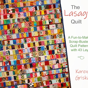 The Lasagna Quilt Pattern, Easy Scrap Quilt Pattern, Patchwork Quilt Pattern, Instant Download pdf, 51" x 67"