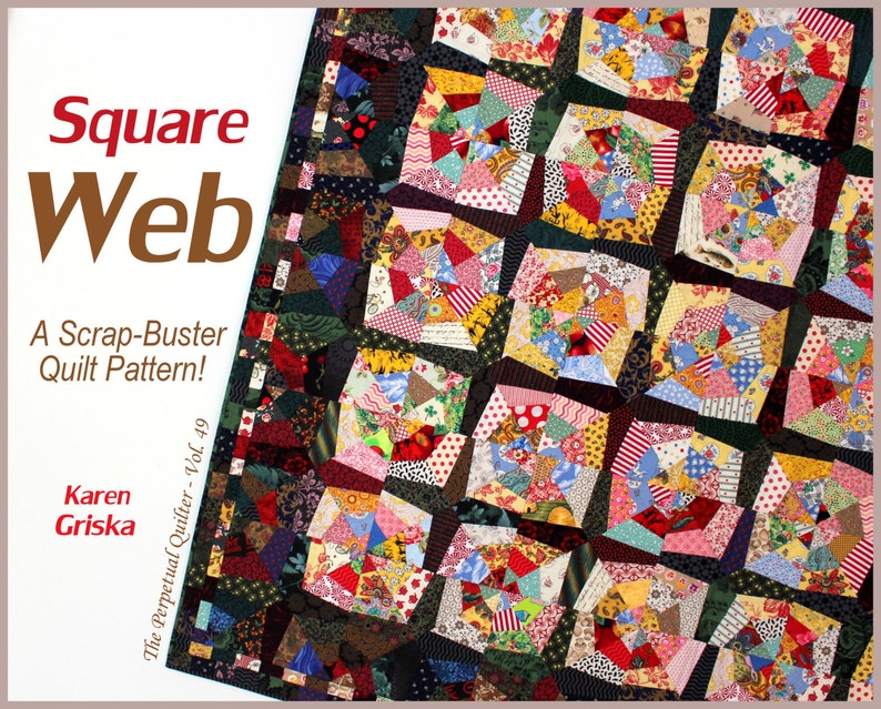 Square Web Quilt Pattern, Spider Web Quilt, String Quilt, Scrap Quilt, Wall Quilt, Twin Quilt, Instant Download image 1