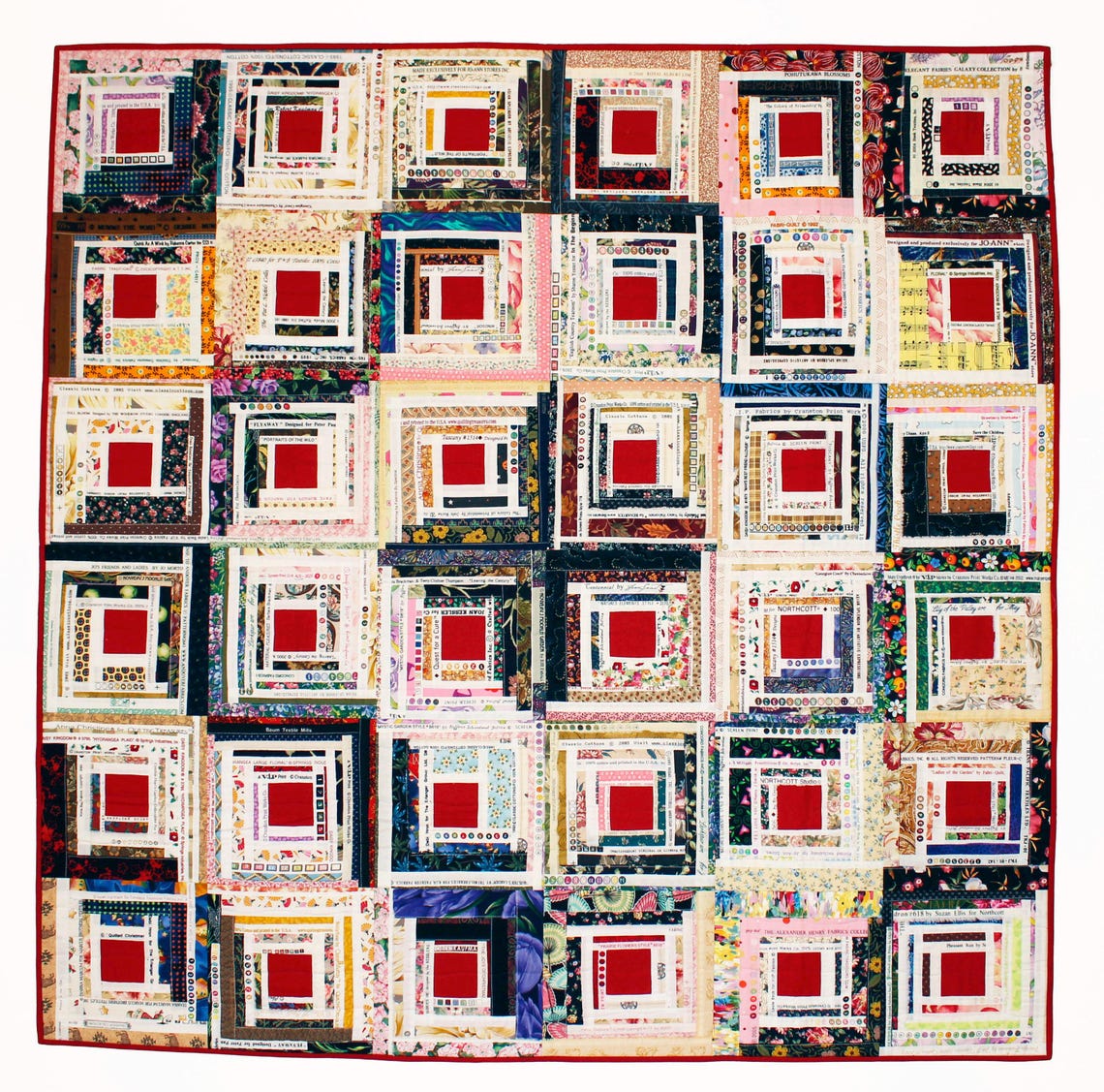 Traveler’s Rest Quilt Pattern, Selvage Log Cabin Scrap Quilt, Easy No ...