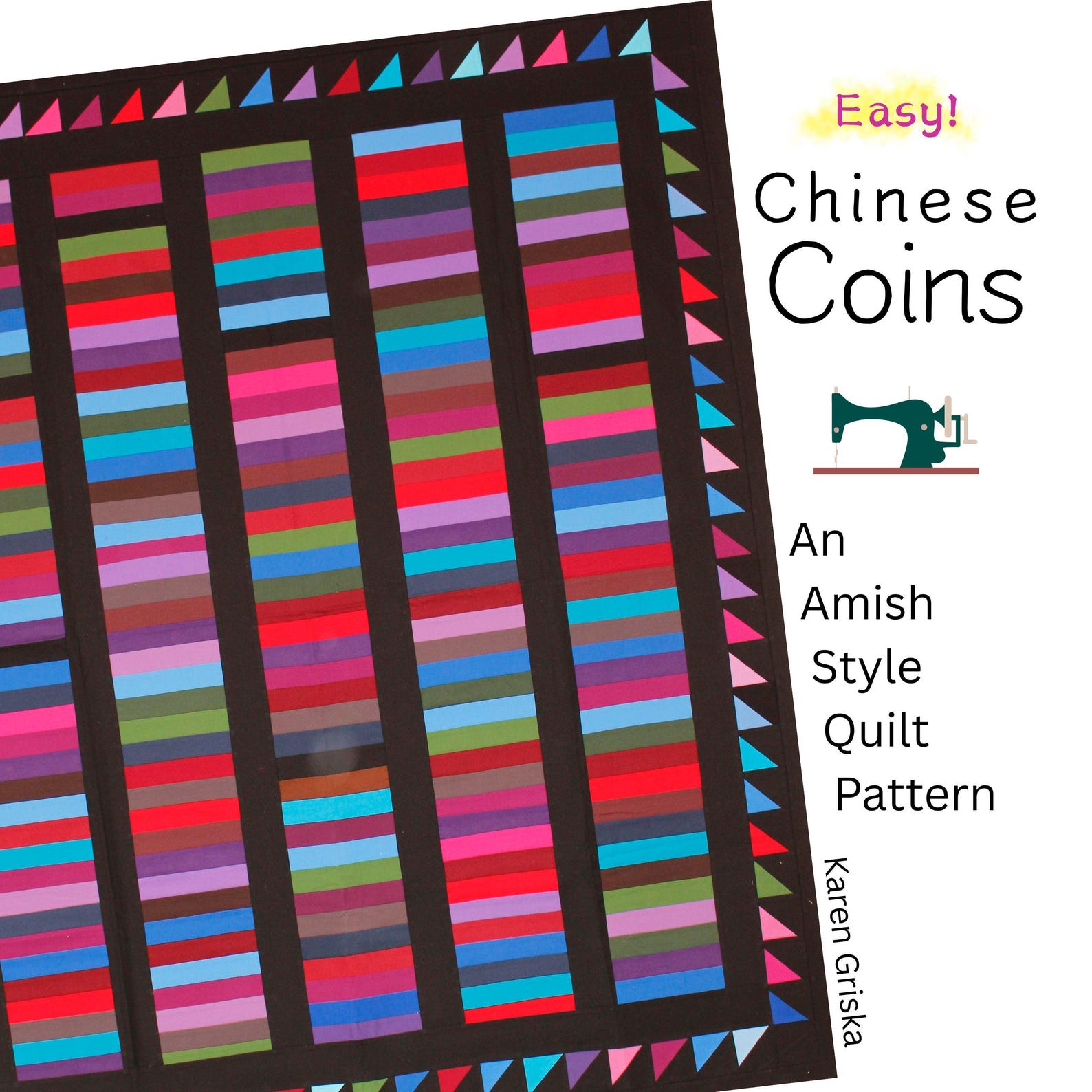 Quilt Using Coin Pattern Chinese Coins Quilt Pattern, Easy Amish Style Strip Scrap Quilt (PDF ...