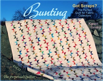 Bunting Quilt Pattern, Modern Quilt, Scrap Quilt, Easy Quilt, PDF, instant download, Upcycle, Recycle