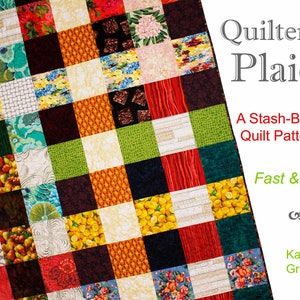Quilters Plaid Quilt Pattern, Patchwork Quilt Pattern, Instant Download, Scrap Quilt, Stash Buster, Easy Quilt Pattern, 61" x 82"