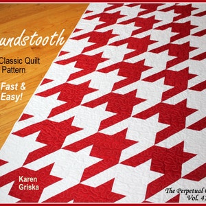 Houndstooth Quilt Pattern, Modern quilt pattern, Retro quilt pattern, Twin, Easy, 61" x 82"
