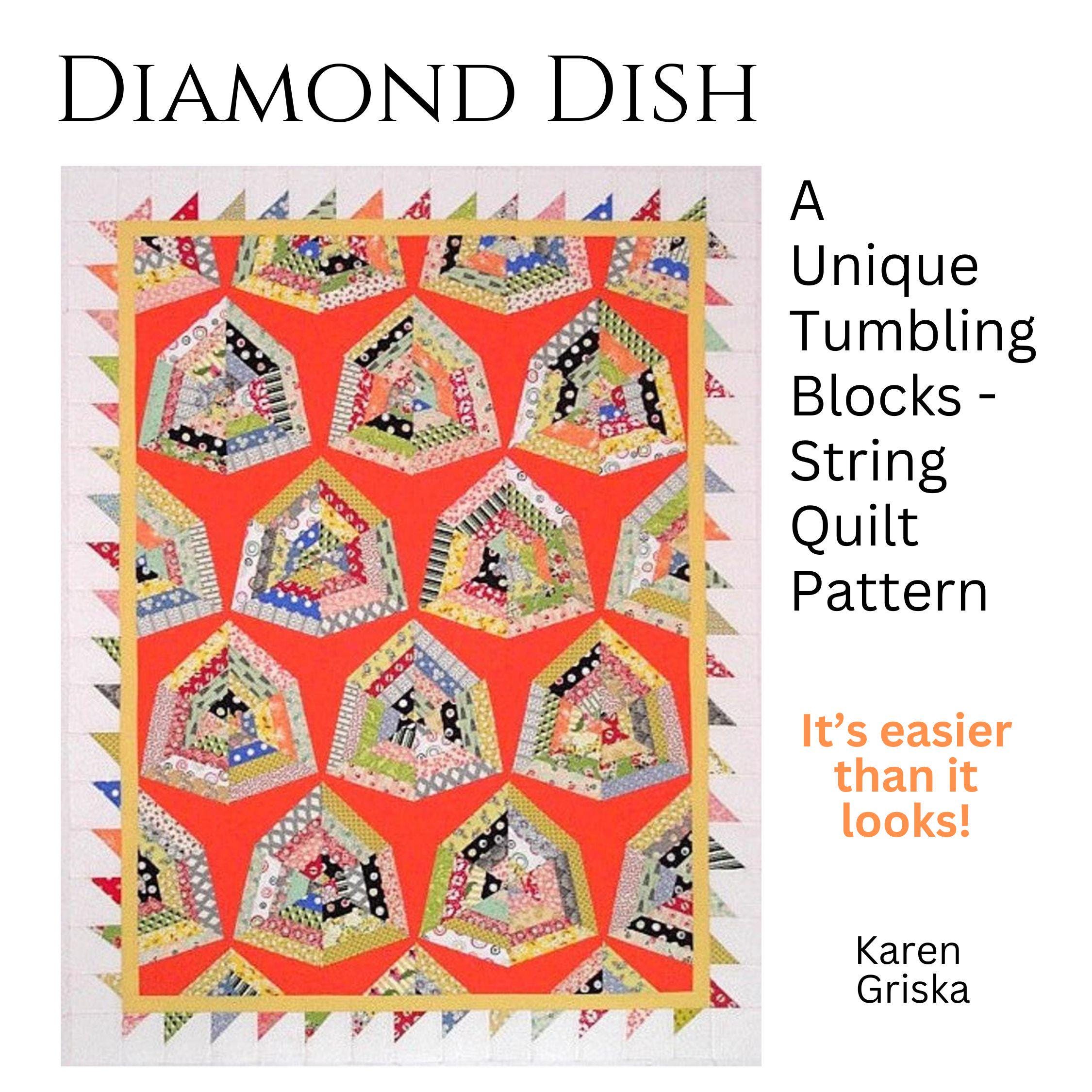 ★TOUT Y EST★ CRINKLE TRIANGLE QUILTING POCKET D SILVER FM Diamonddish String Quilt Pattern, PDF Quilt Pattern
