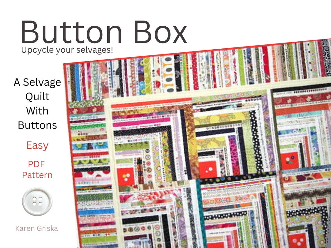 Button Box Selvage Quilt Pattern: Upcycled Log Cabin (PDF Pattern) - Etsy
