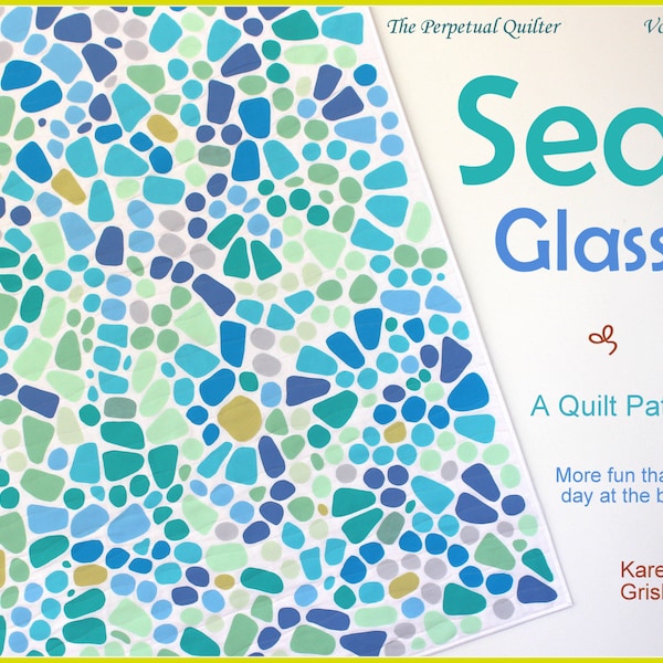 Sea Glass Quilt Pattern, Fusible Applique Quilt Pattern, Art Quilt, Wall Quilt, Beach Quilt, Ocean Quilt