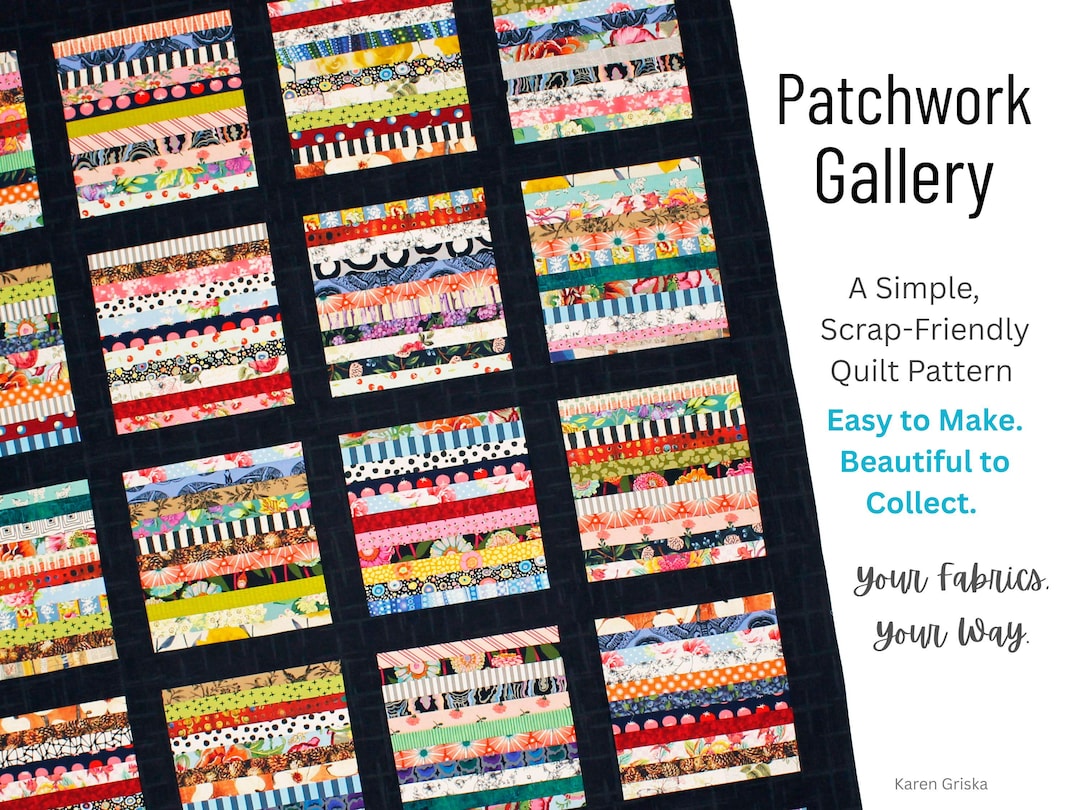Patchwork Quilt Patterns Pdf Patchwork Gallery Quilt Pattern, Easy Scrap Quilt, Fat Quarter Friendly ...