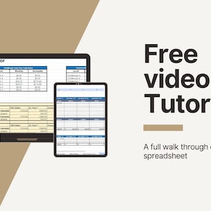 May include: A laptop, tablet, and smartphone display a spreadsheet with data. The screen of the laptop reads "Pay Calculator." The image also includes the text "Free video Tutorial" and "A full walk through of the entire spreadsheet."