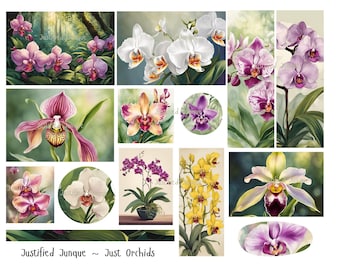Exotic Orchid Ephemera: Floral Collage Embellishments (Digital Download)