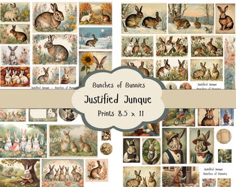 Bunny Ephemera: Vintage Rabbit Junk Journal Pages (Digital Download)