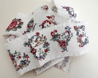 Vintage 80s-90s Joan Kessler/Concord Fabrics Love Floral Frayed Fabric Ribbon
