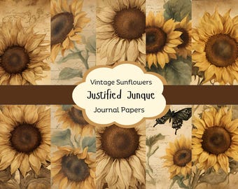 Vintage Sunflower Junk Journal Kit: Nature Ephemera (Digital Download)