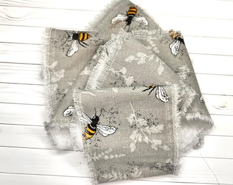 Honeybee Lightweight Cotton Canvas Frayed Fabric Ribbon, Hand-torn Fabric Strip