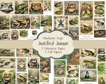 Handsome Frogs Ephemera and Paper Pack, Digital You Print Journal Papers