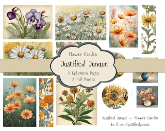 Flower Garden Botanical Journal Pages and Ephemera