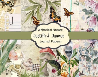 Whimsical Nature Journal Kit: Collage Papers & Tags (Digital Download)