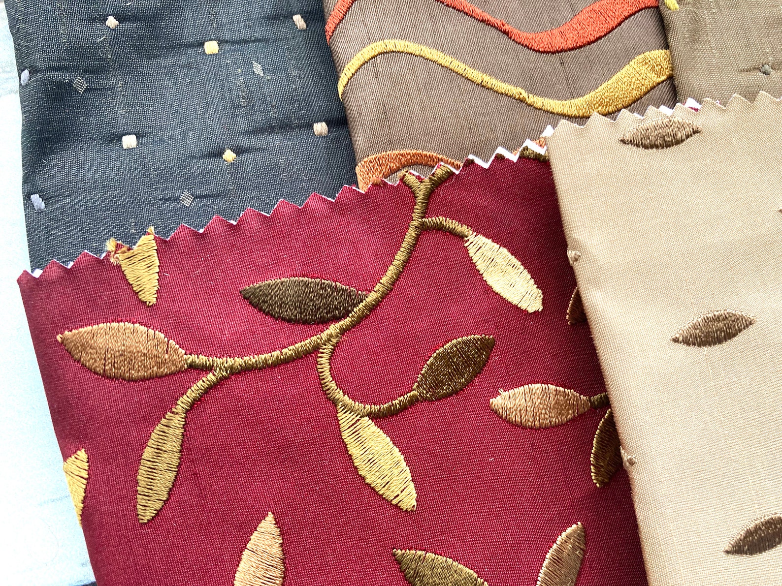 Faux Silk Embroidered Fabrics Etsy