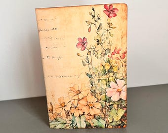 Handmade Junk Journal Naked 8 x 5 Coffee Dyed Papers, Printed File Folder Cover