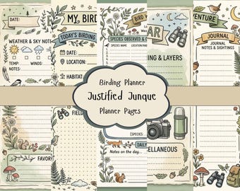 Birding Planner Kit Printable, Birdwatcher's Planning Pages, Nature Journal Ephemera, Birdwatcher's Stickers, Digital Download