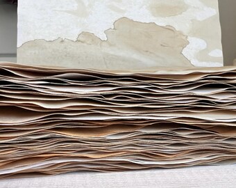 Coffee-dyed 50 Paper Pack | Junk Journal Pages | Vintage Style Paper | Aged Paper Pack for Journals, Scrapbook