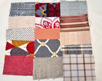 Mini Decorator Fabric Scrap Pack – 24 Pieces for Junk Journal Clusters, Slow Stitching & Textile Collage