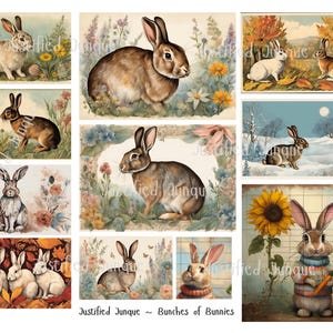 Bunny Ephemera: Vintage Rabbit Junk Journal Pages (Digital Download)