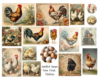 Farm Fresh Chickens Pages and Ephemera, Horse Journal Cards and Pockets