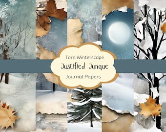 Winter Snow Scene Journal Paper: Torn Winterscape (Digital Download)