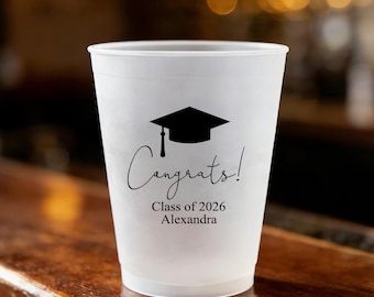 Vasos personalizados esmerilados para graduación: Clase de 2026 Nombre personalizado, Despedida de soltera, Recuerdos de boda, Recuerdos de graduación de secundaria y universidad, Graduación de último año
