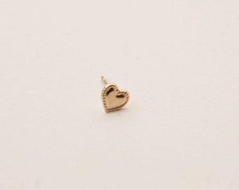 Tiny 14 Karat Gold Heart Earrings- 14 Karat solid Gold Heart  Studs- Gold Heart  Earrings.
