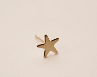 Tiny 14 Karat Gold Star Earrings- 14 Karat solid Gold Triangle Studs- Gold Star