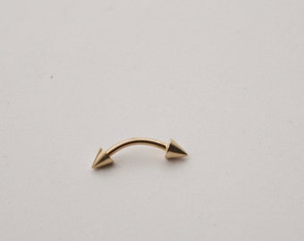 Tiny 14 Karat Gold Spade Piercing- 14 Karat solid Gold Spade earring- Gold piercing- Eyebrow Cone