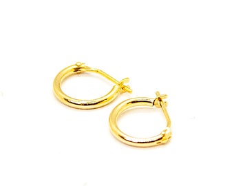 14K Real Gold huggie Earrings / Dainty huggie earrings / Small hoops / Tiny hoop earrings / Mini Hoop / 12 mm hoop