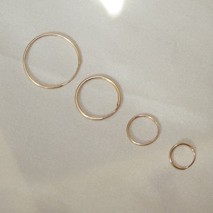 REAL 14 KARAT Gold Hoops- Gold Hoop Earrings- Thin Small 14K Gold Endless Hoop Earrings Gold Hoops, 10mm, 12mm, 16mm, 21mm