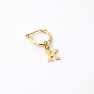 14K Gold Initial Hoop Earring – Dainty Personalized Charm