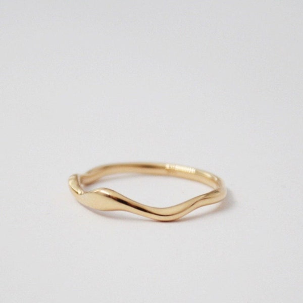 REAL 14k Gold Squiggle ring - Wavy Ring,  Thin Band Ring- 14k Ring- Stacking ring- Twist Ring- Wedding Band