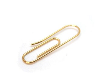 REAL 14 KARAT Paper Clip Earrings- 14 Karat gold Earrings- Dainty Earrings- Minimal Earrings- Safety Pin