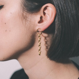Gold Hoop Chain Earring- Gold Fill Chain Earring-  Chain retro Stud - Yellow gold chain earring