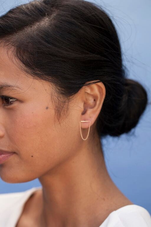 Bar and chain earrings sale
