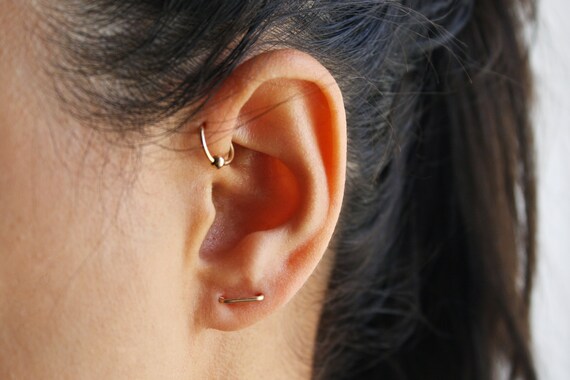 Solid 14 Karat Double Piercing Gold Fill Double Post Earrings Two