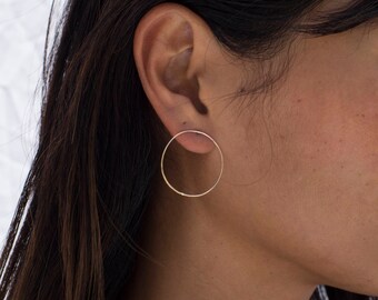 ON SALE Gold fill Circle Hoops- gold Hoop Studs- gold Circle Studs- gold Hoop Earrings- gold Circle Studs