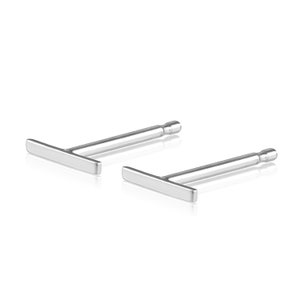 Tiny Solid 14 Karat White Gold Line Earrings- 14 Karat solid Gold Line Studs- White Gold Bar Earrings-  Gold bar Studs- Staple Earrings