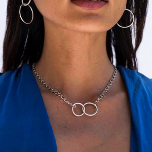 Circle In Circle necklace- Statement necklace- Minimal Necklace- Geometric Necklace- Brass Necklace- Silver Necklace.