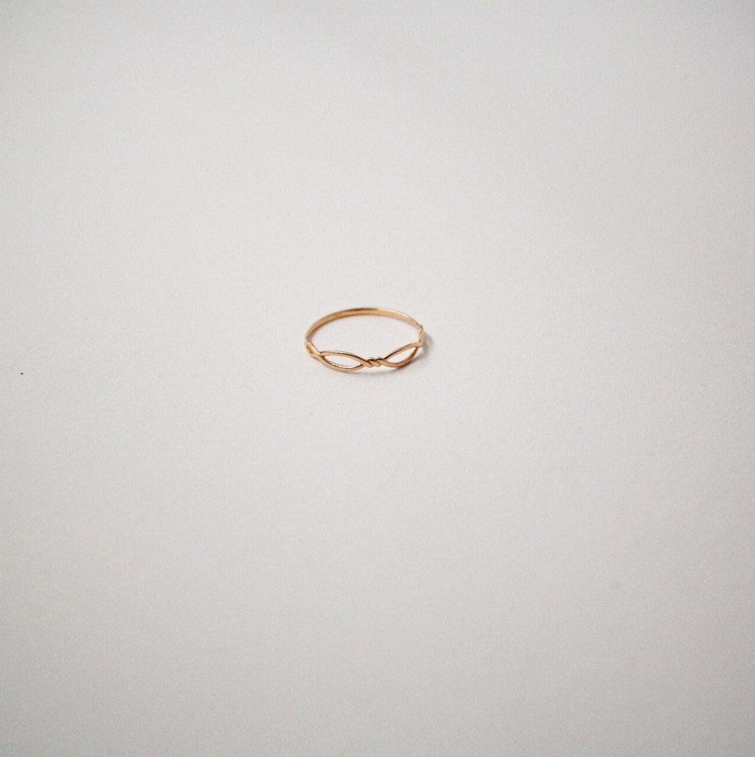 REAL 14k Yellow Gold Infinity Rope Ring - Thin Band Ring- 14k Ring ...