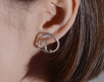 Sterling Silver Circle Hoops, Silver Hoop Studs, Silver Circle Studs, Silver Hoop Earrings, Silver Circle Studs