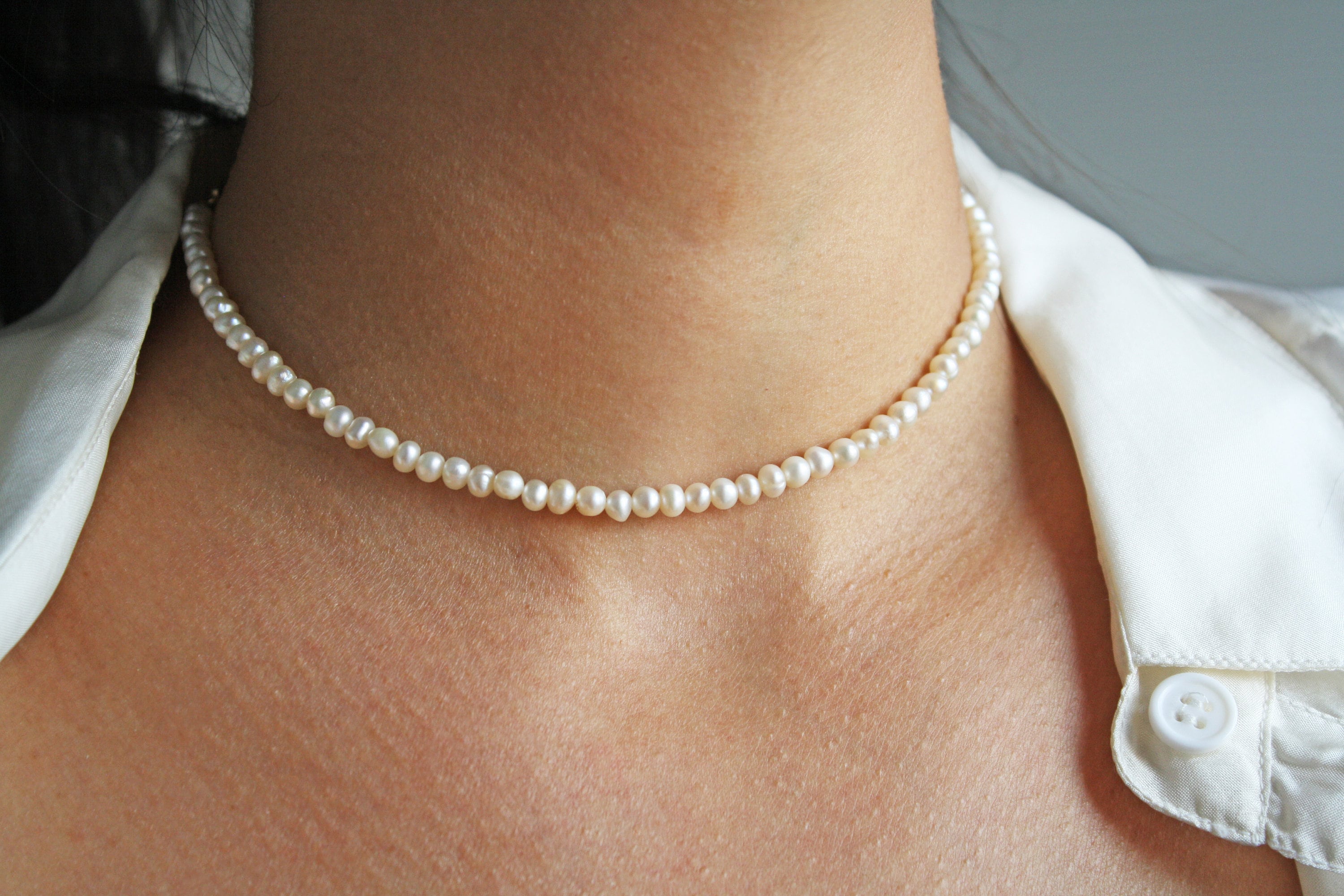 KIKICHIC | Minimalist Jewelry | NYC | Baroque Pearl Free Form Chain Paper  Clip Link Necklace 14k Gold Filled.