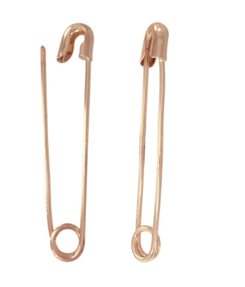 14k Safety Pin Earrings 14 Karat Gold Earrings Dainty Etsy